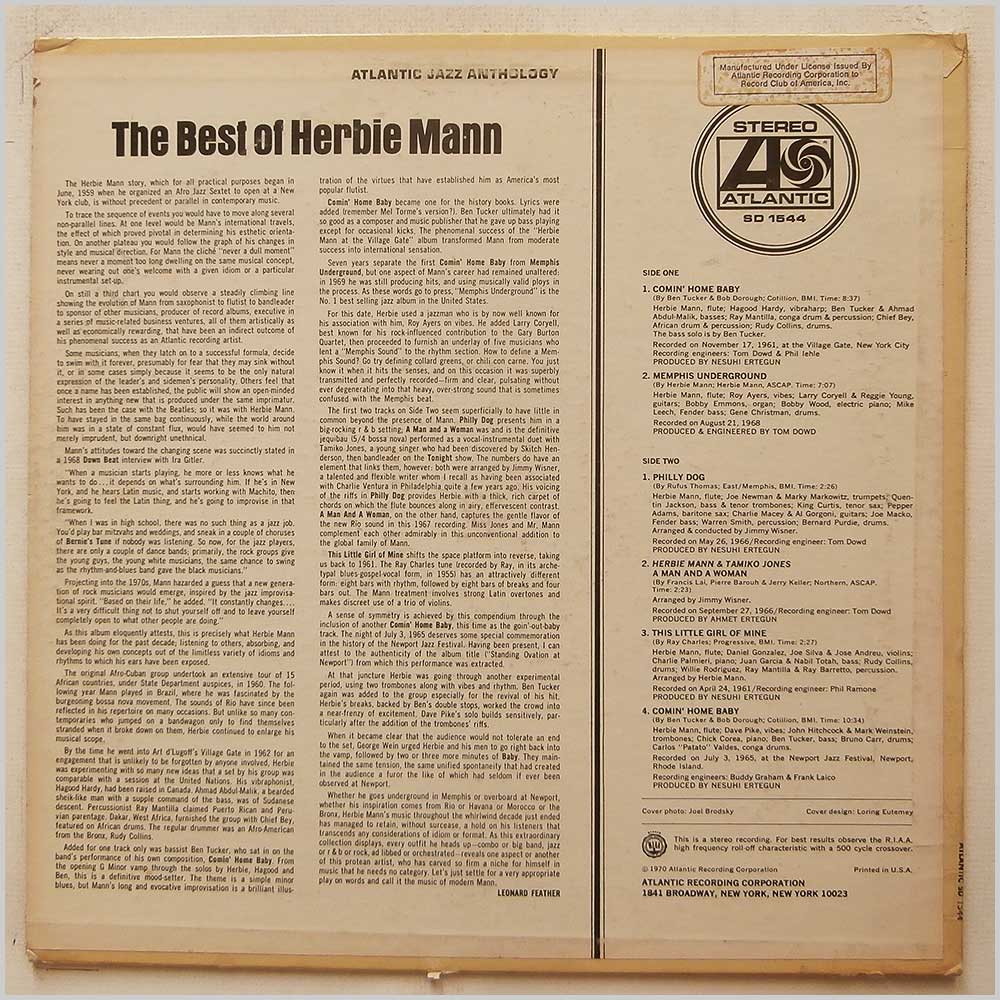 Herbie Mann - The Best Of Herbie Mann  (SD 1544) 