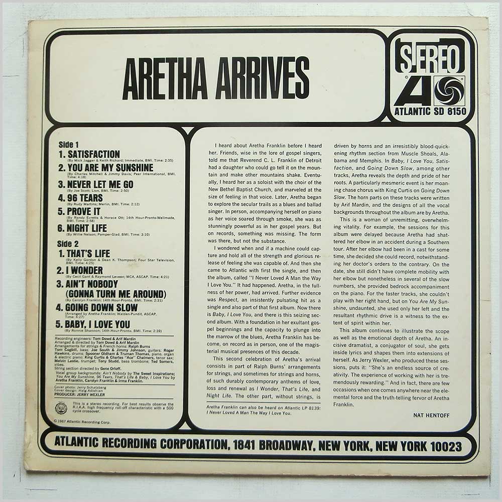 Aretha Franklin - Aretha Ariives  (SD 8150) 