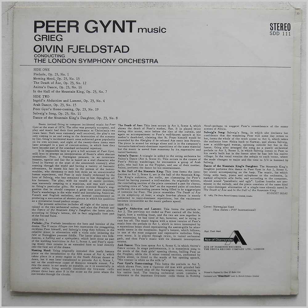 Oivin Fjeldstad, London Symphony Orchestra - Grieg: Peer Gynt Music  (SDD 111) 