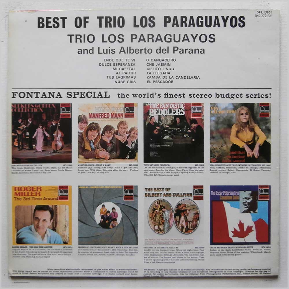 Trio Los Paraguayos, Luis Alberto Del Parana - Best Of Trio Los Paraguayos  (SFL13101) 