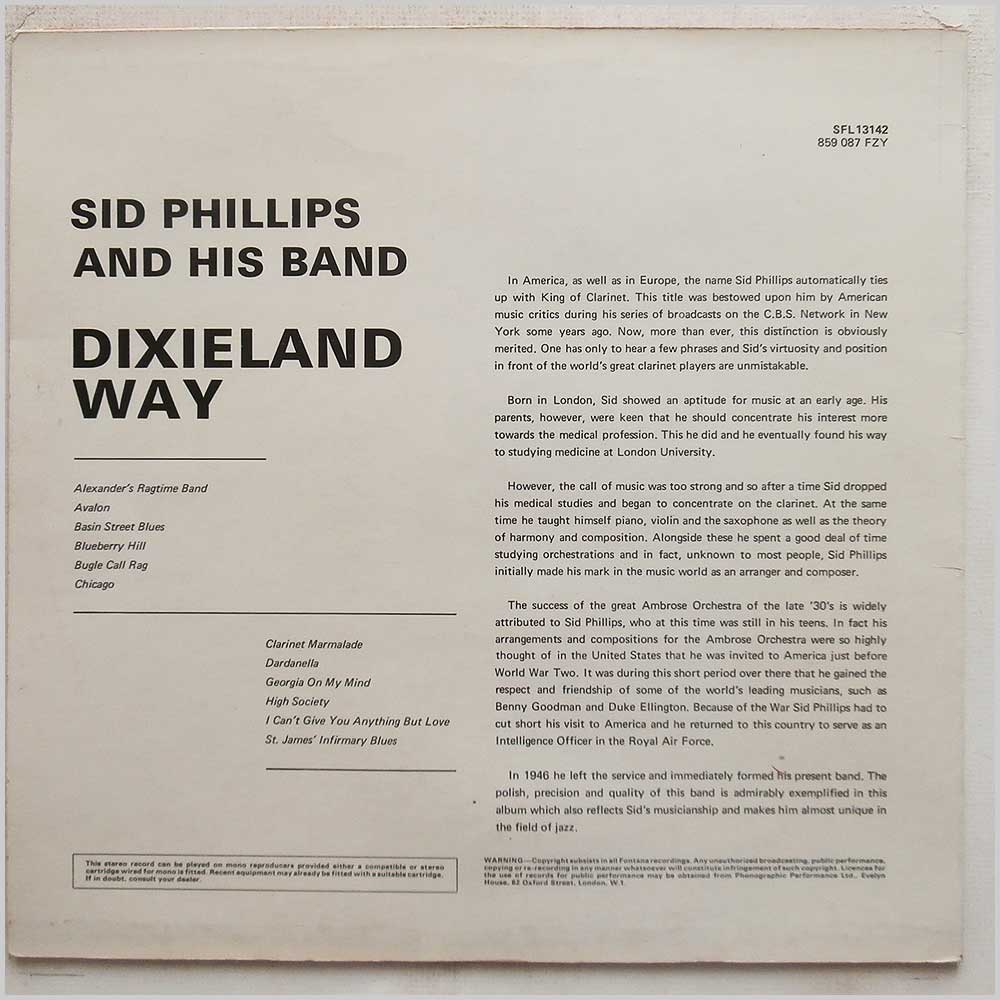 Sid Philips and His Band - Dixieland Way  (SFL13142) 