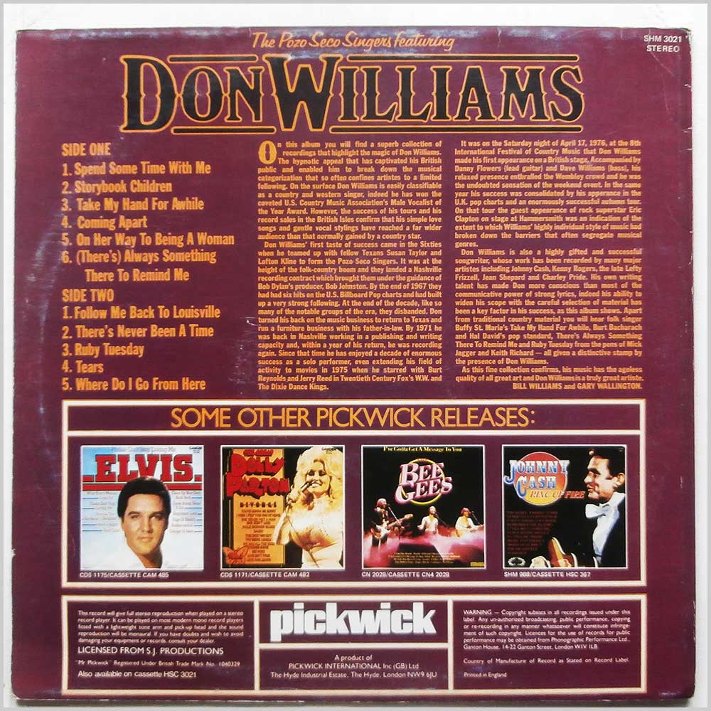 Don Williams, The Pozo Seco Singers - The Pozo Seco Singers Featuring Don Williams  (SHM 3021) 