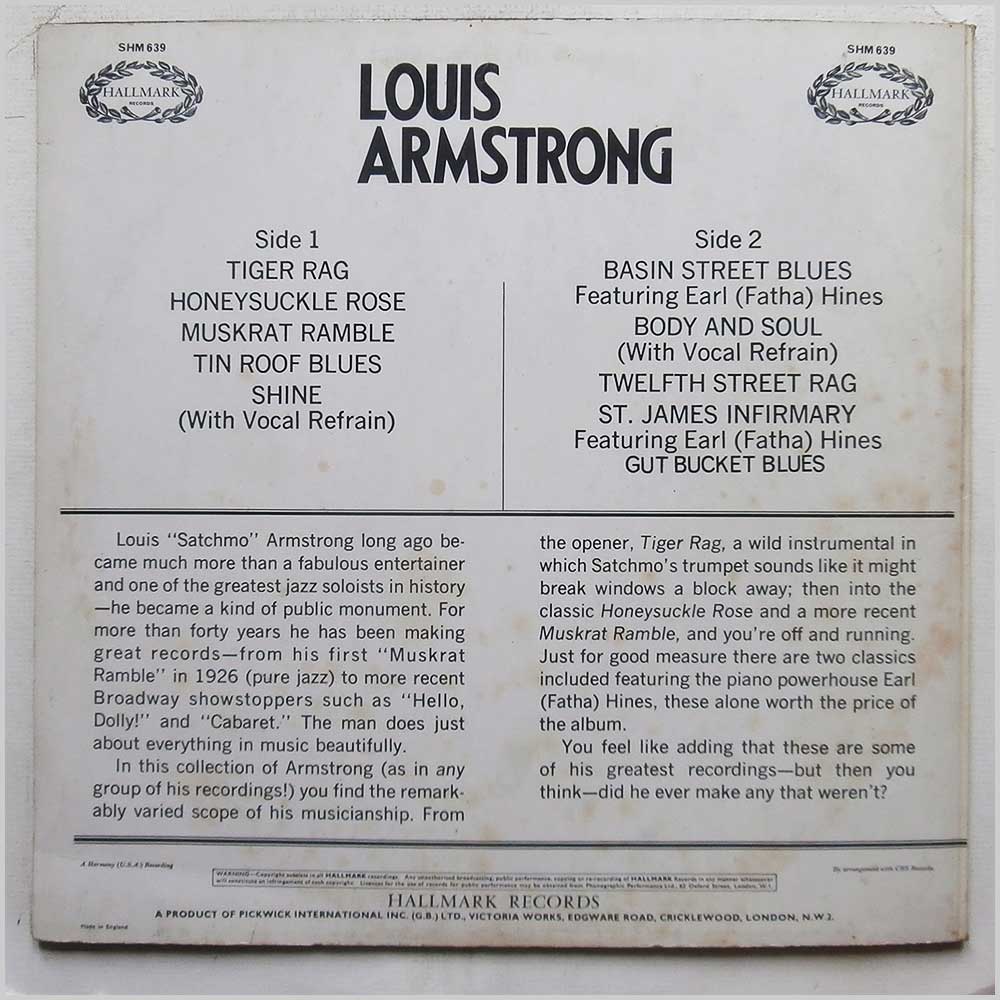 Louis Armstrong - Louis Armstrong  (SHM 639) 