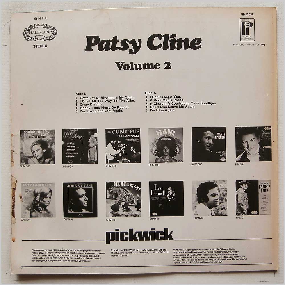 Patsy Cline - Patsy Cline Volume 2  (SHM 718) 