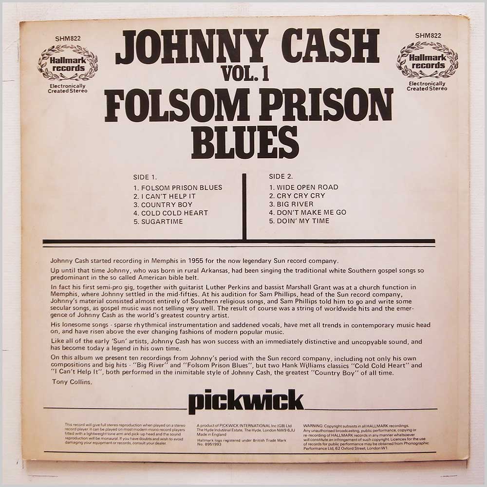 Johnny Cash - Folsom Prison Blues Johnny Cash Vol. 1  (SHM 822) 