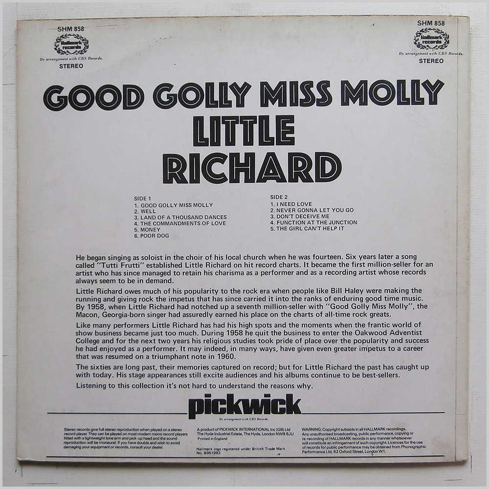 Little Richard - Good Golly Miss Molly  (SHM 858) 