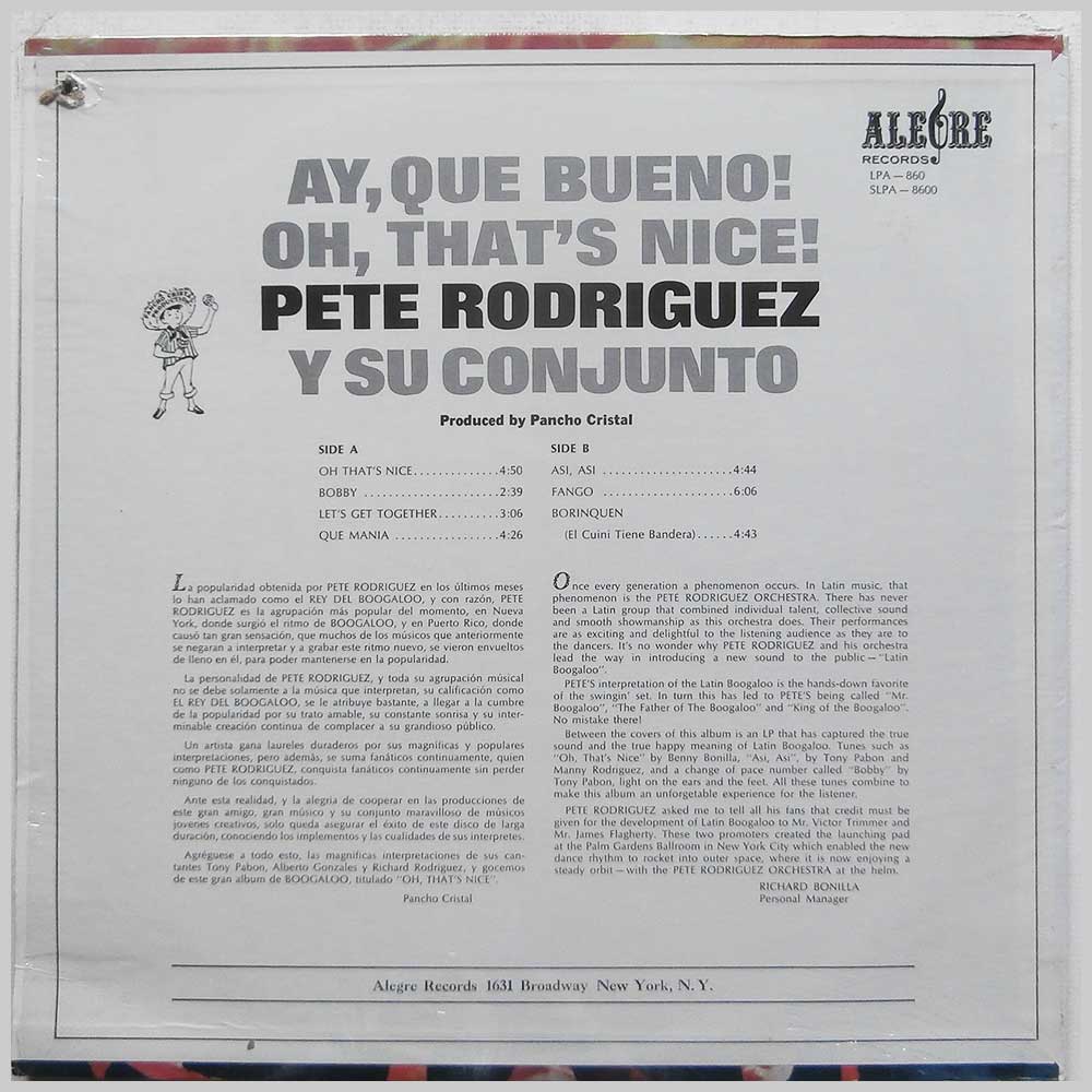 Pete Rodriguez Y Su Conjunto - Oh, That's Nice! (Ay, Que Bueno!)  (SLPA 8600) 