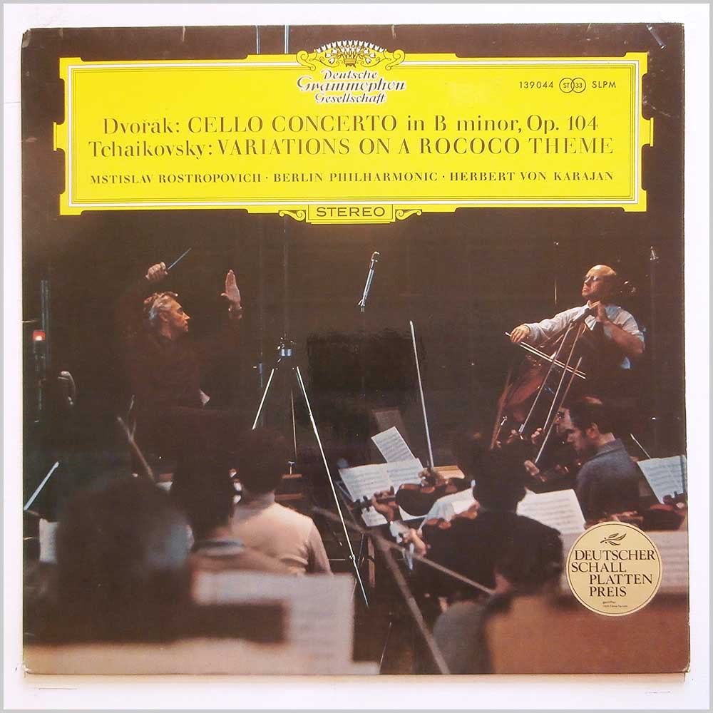 Mstislav Rostropovich, Herbert von Karajan, Berlin Philharmonic - Dvorak: Cello Concerto, Tchaikovsky: Variations On A Rococo Theme  (SLPM 139044) 