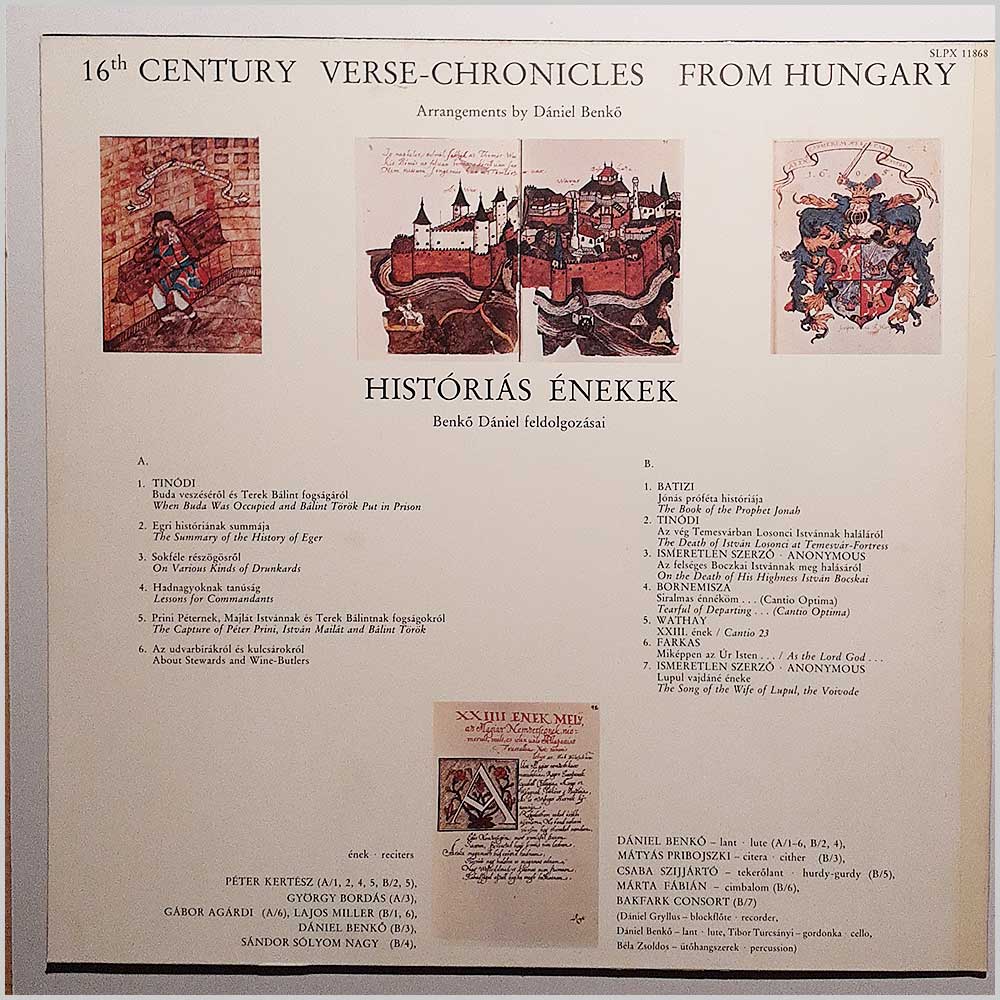 Daniel Benko - 16th Century Verse-Chronicles from Hungary: Historias Enekek  (SLPX 11868) 
