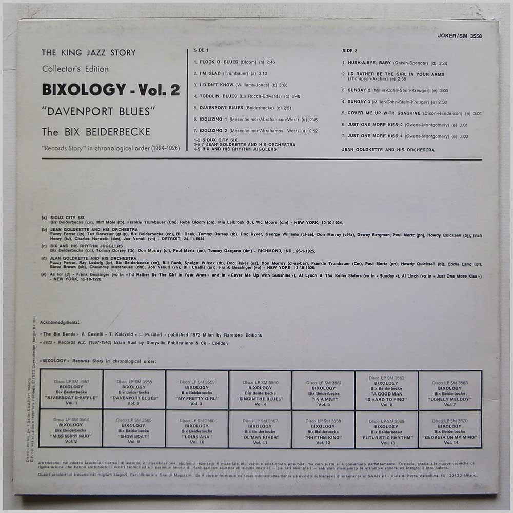 Bix Biderbecke - Bixology Vol.2: Davanport Blues  (SM 3558) 