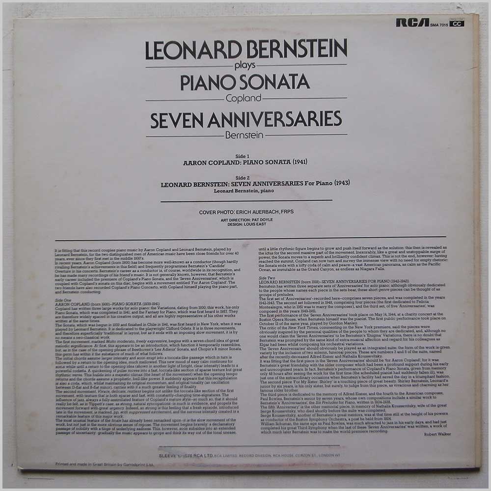 Leonard Bernstein - Plays Copland: Piano Sonata, Bernstein: Seven Anniversaries  (SMA 7015) 