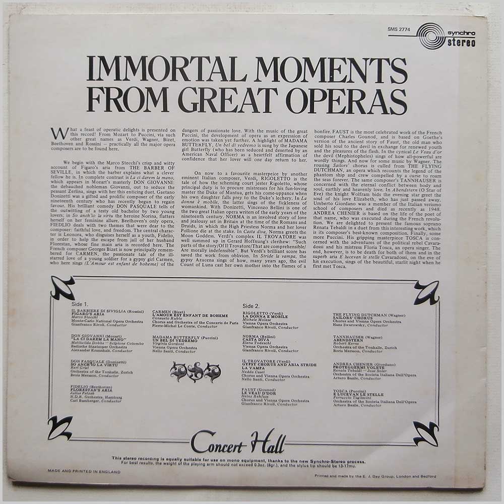 Various - Immortal Moments from Great Operas  (SMS 2774) 