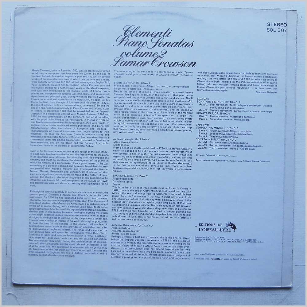 Lamar Crowson - Clementi: Piano Sonatas Volume 2  (SOL 307) 