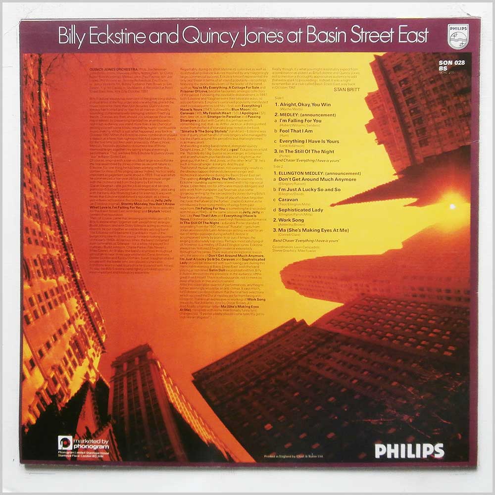 Billy Eckstine and Quincy Jones - Billy Eckstine and Quincy Jones At Basin Street East  (SON 028) 