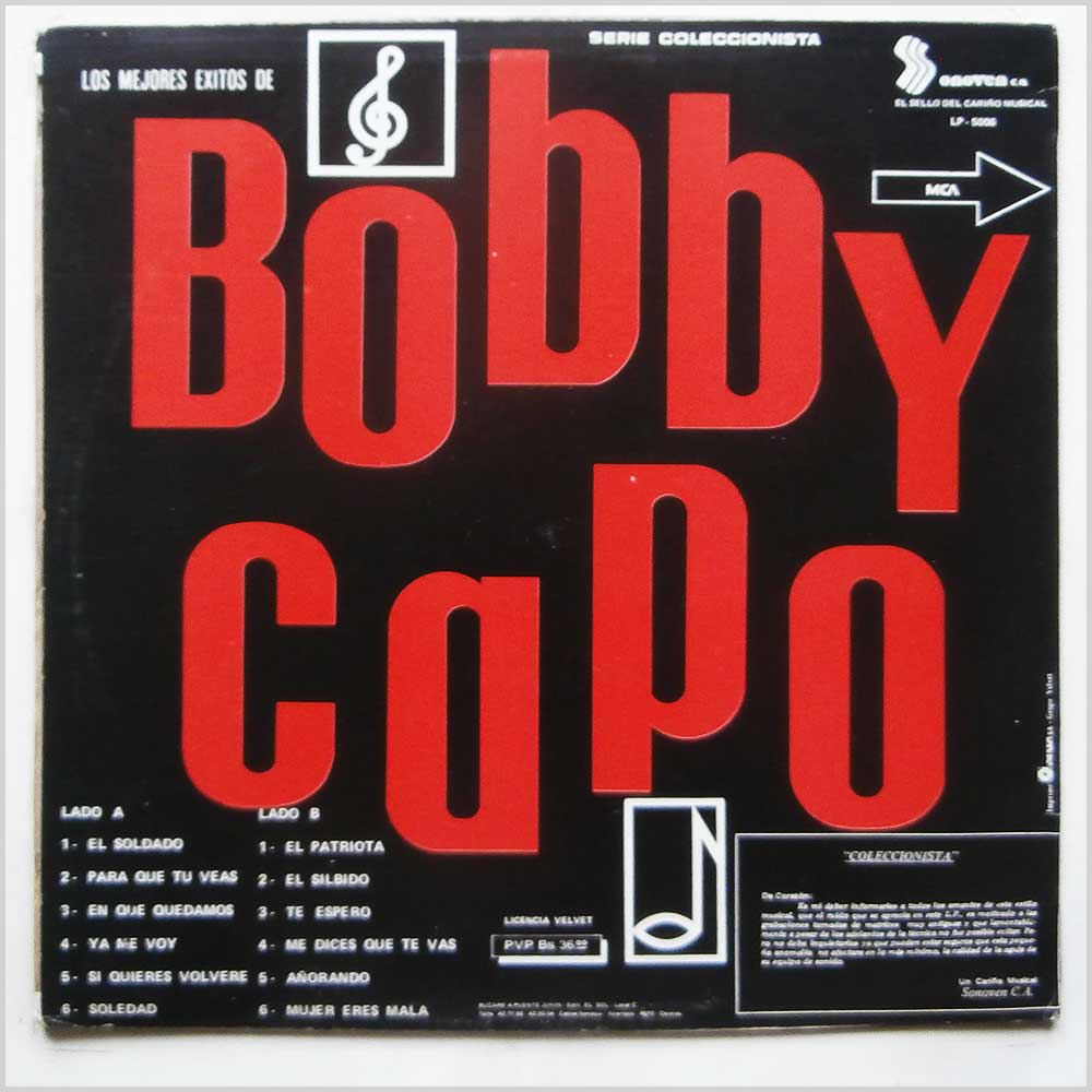 Bobby Capo - Los Mejores Exitos De Bobby Capo  ( Sonoven-LP-5006) 