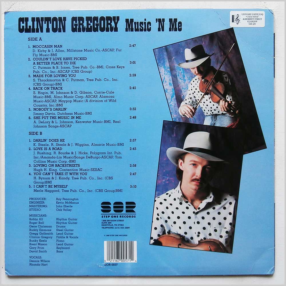 Clinton Gregory - Music 'n Me  (SOR-0057) 