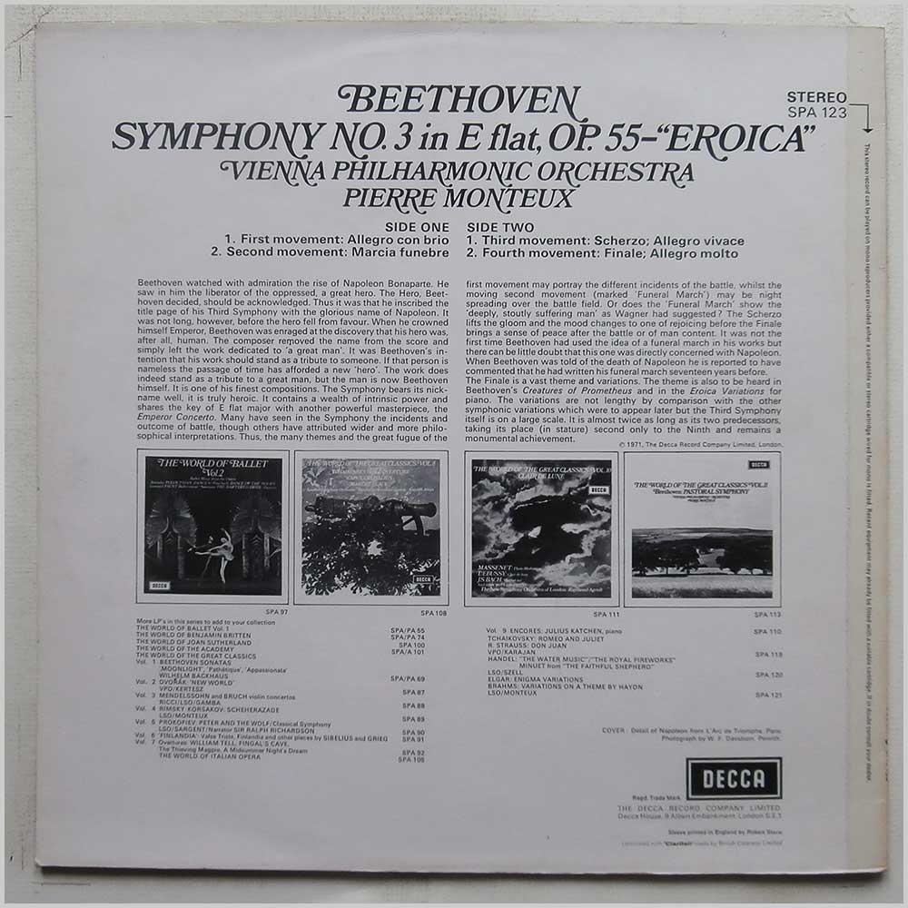 Pierre Monteux, Vienna Philharmonic - Beethoven: Symphony No.3 Eroica  (SPA 123) 