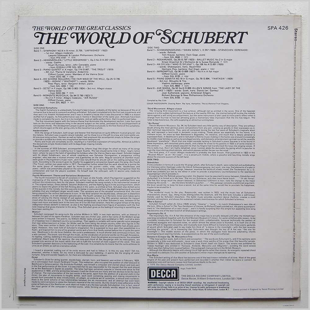 Various - The World Of Schubert  (SPA 426) 