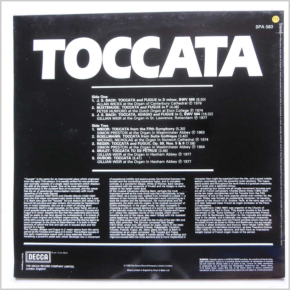 Various - Toccata  (SPA 583) 