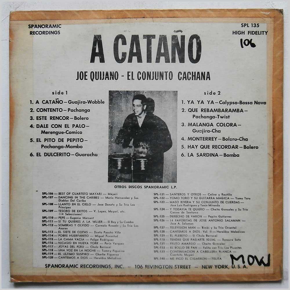 Joe Quijano and His Orchestra - A Cantano: El Conjunto Cachana  (SPL-135) 