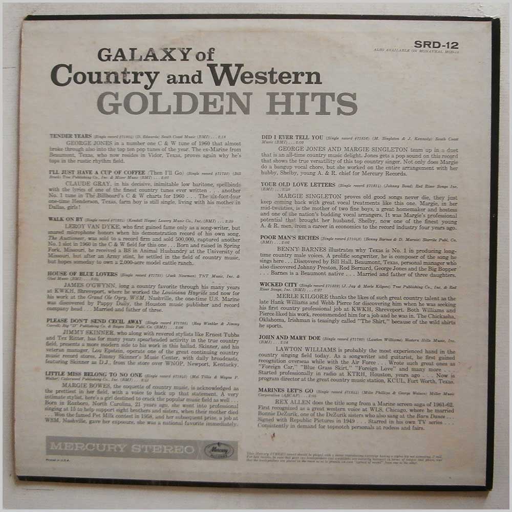 Various - Galaxy Of Country and Western Golden Hits  (SRD-12) 
