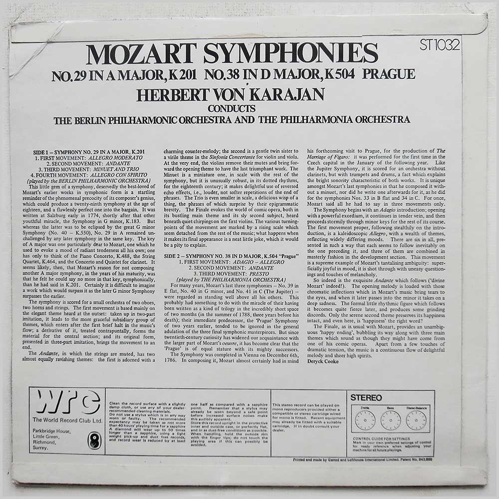Herbert von Karajan, Berlin Philharmonic Orchestra, Philharmonia Orchestra - Mozart Symphonies  (ST1032) 