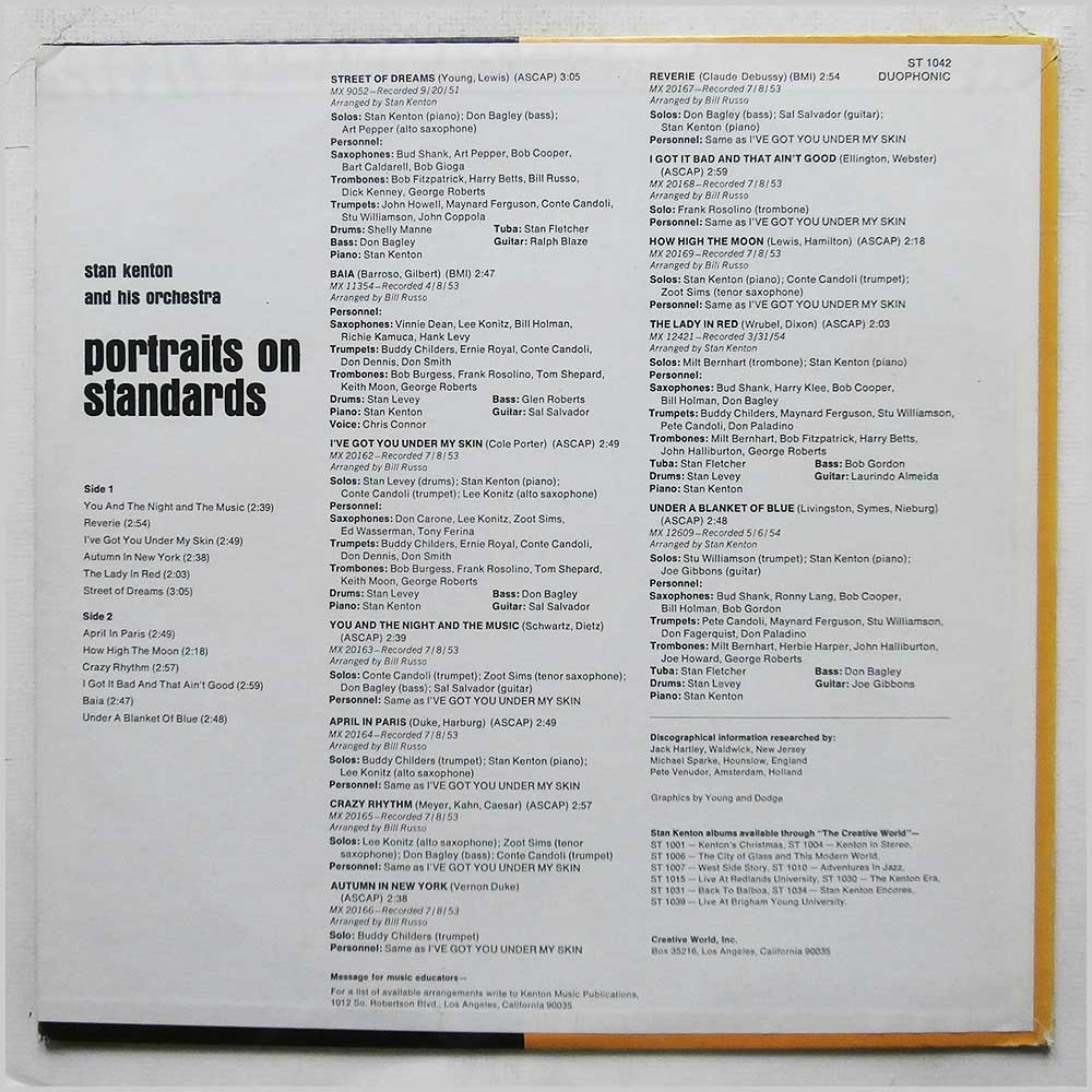 Stan Kenton and His Orchestra - Portraits on Standards  (ST 1042) 