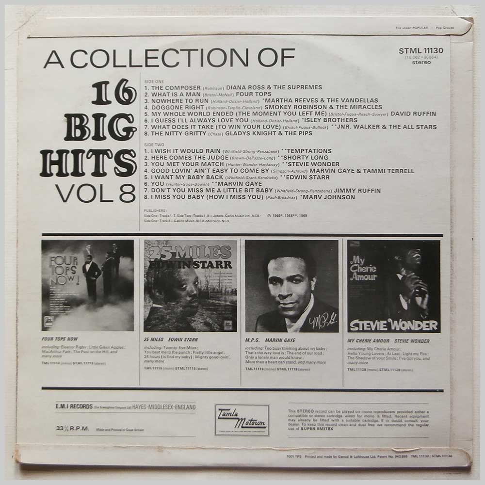 Various - A Collection Of 16 Big Hits Vol. 8  (STML 11130) 