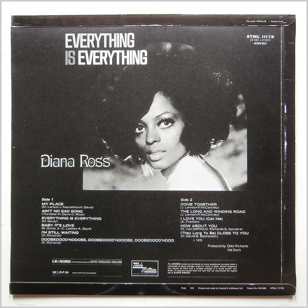 Diana Ross - Everything Is Everything  (STML 11178) 