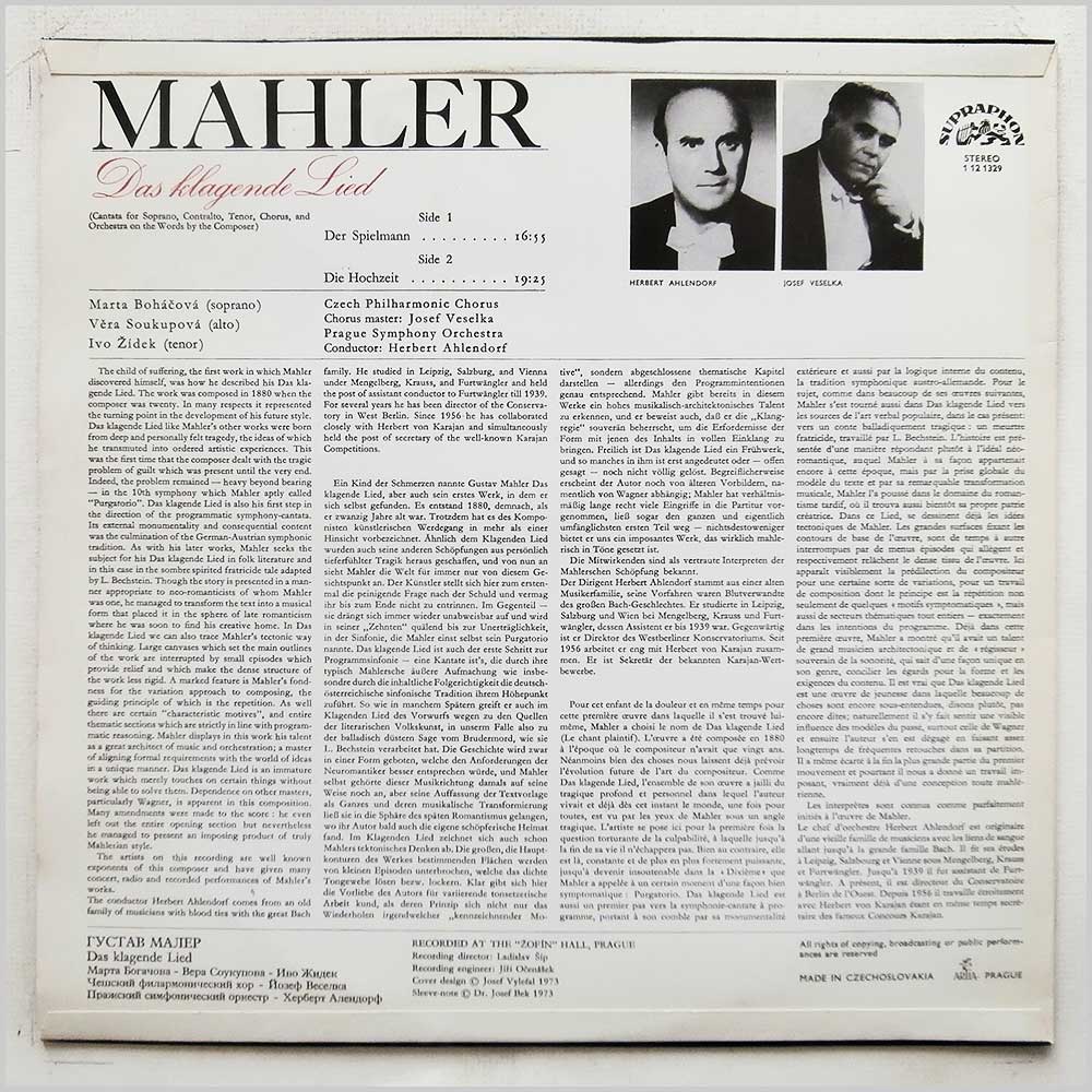 Czech Philharmonic Chorus, The Prague Symphony Orchestra - Mahler: Das Klagende Lied  (SUPRAPHON 1 12 1329) 