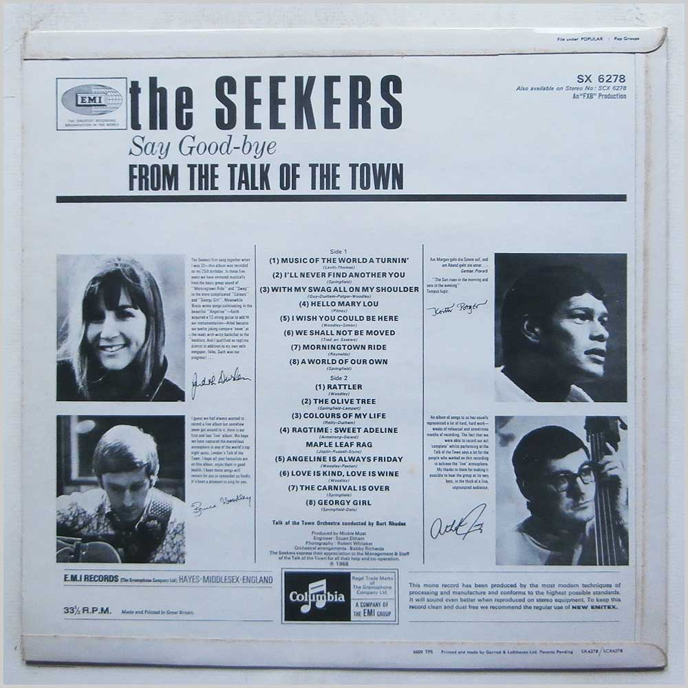 The Seekers - Live At The Talk Of The Town  (SX 6278) 
