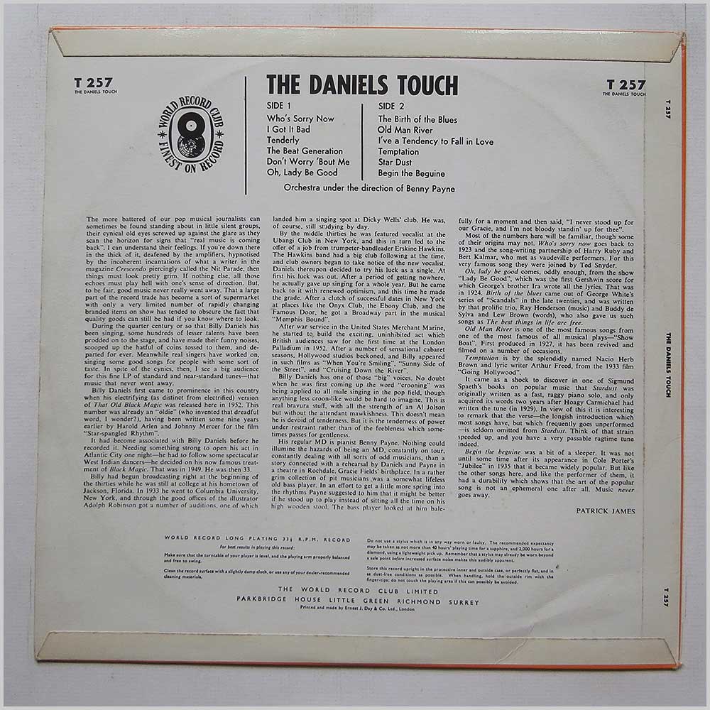Billy Daniels - The Daniels Touch  (T 257) 