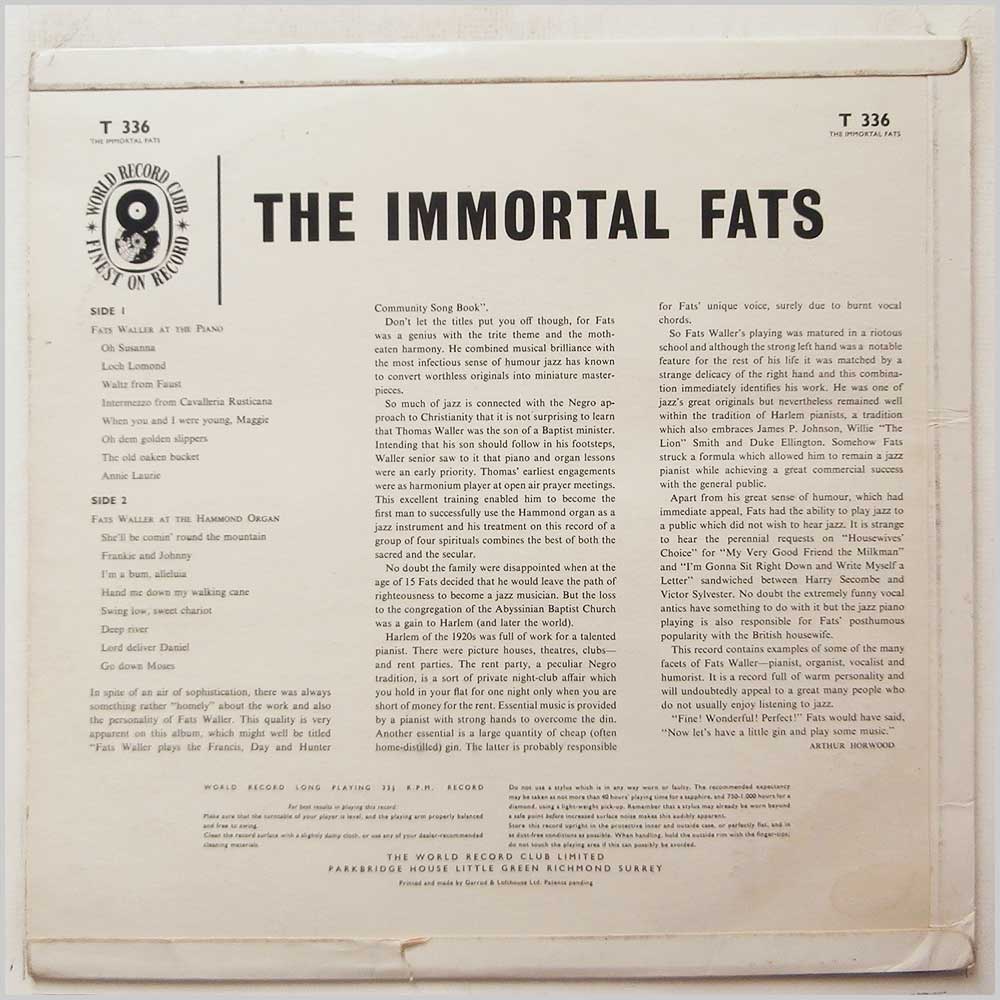 Fats Waller - The Immortal Fats  (T 336) 