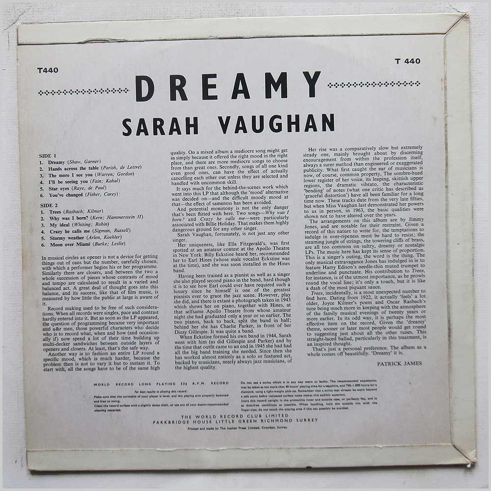 Sarah Vaughan - Dreamy  (T 440) 