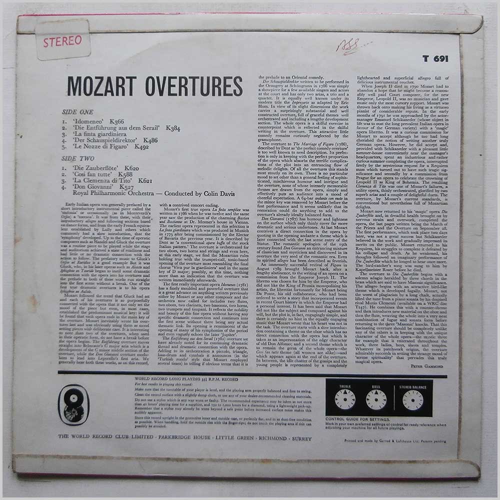 Colin Davis, Royal Philharmonic Orchestra - Mozart: Overtures  (T 691) 