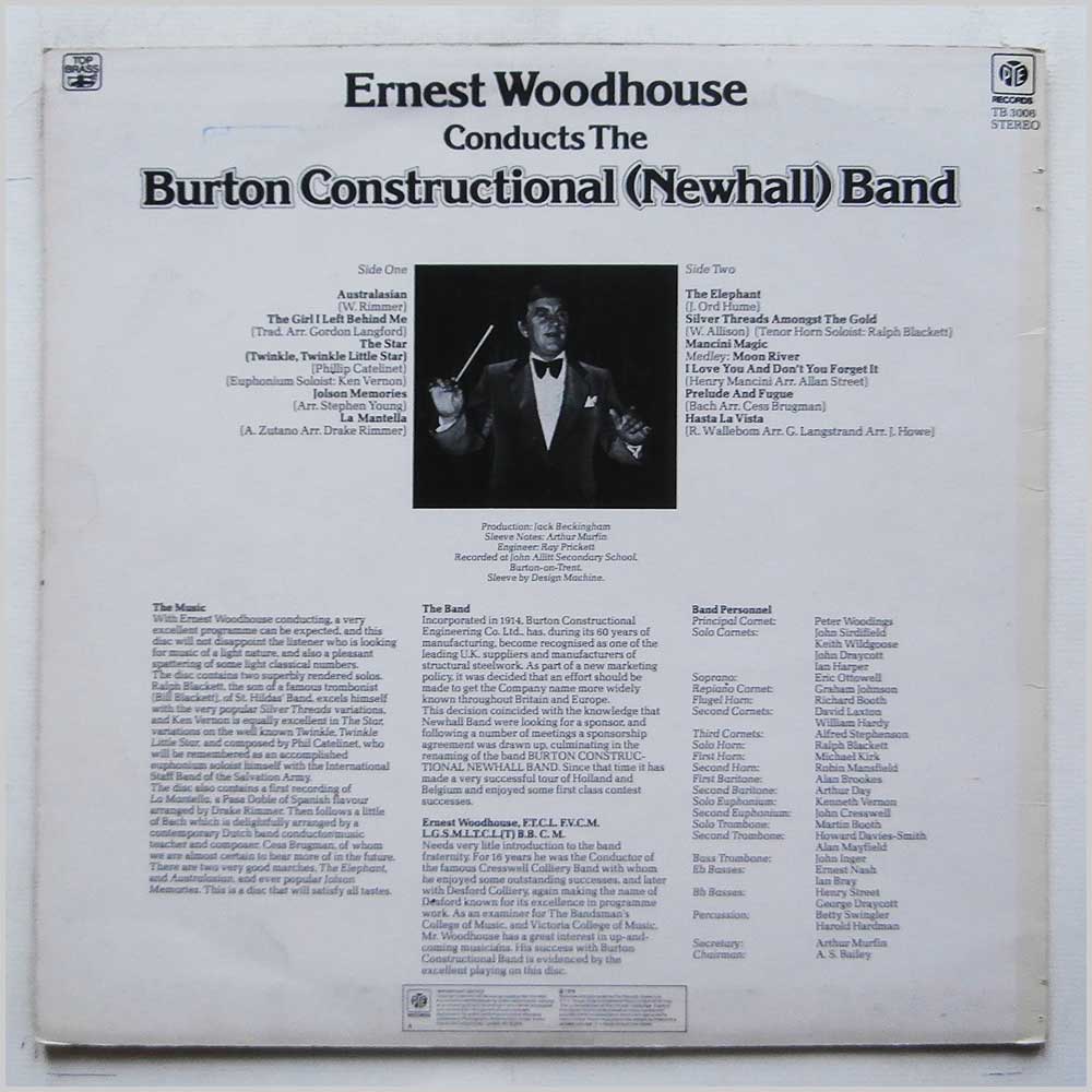 Ernest Woodhouse, Burton Constructional Newhall Band - Ernest Woodhouse Conducts The Burton Constructional Newhall Band  (TB 3006) 