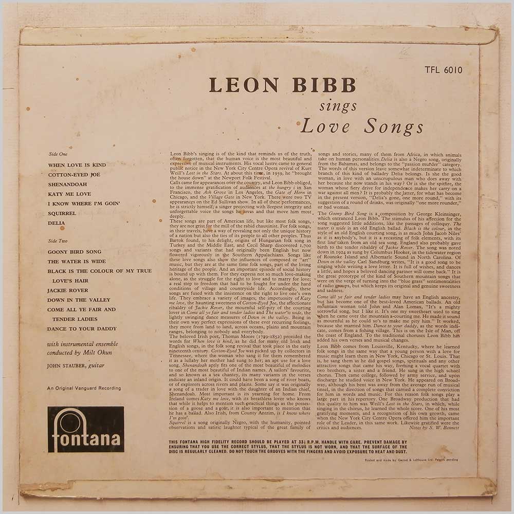 Leon Bibb - Leon Bibbs Sings Love Songs  (TFL 6010) 