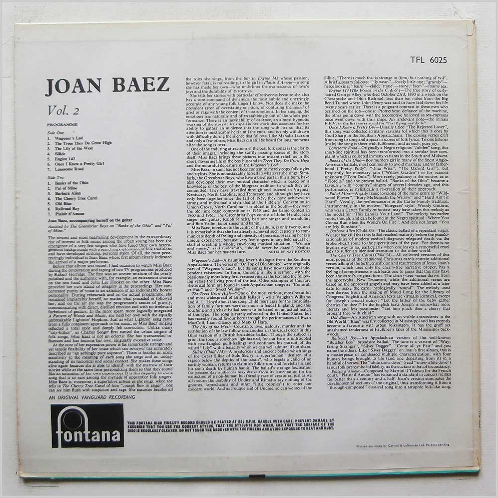 Joan Baez - Volume Two  (TFL 6025) 