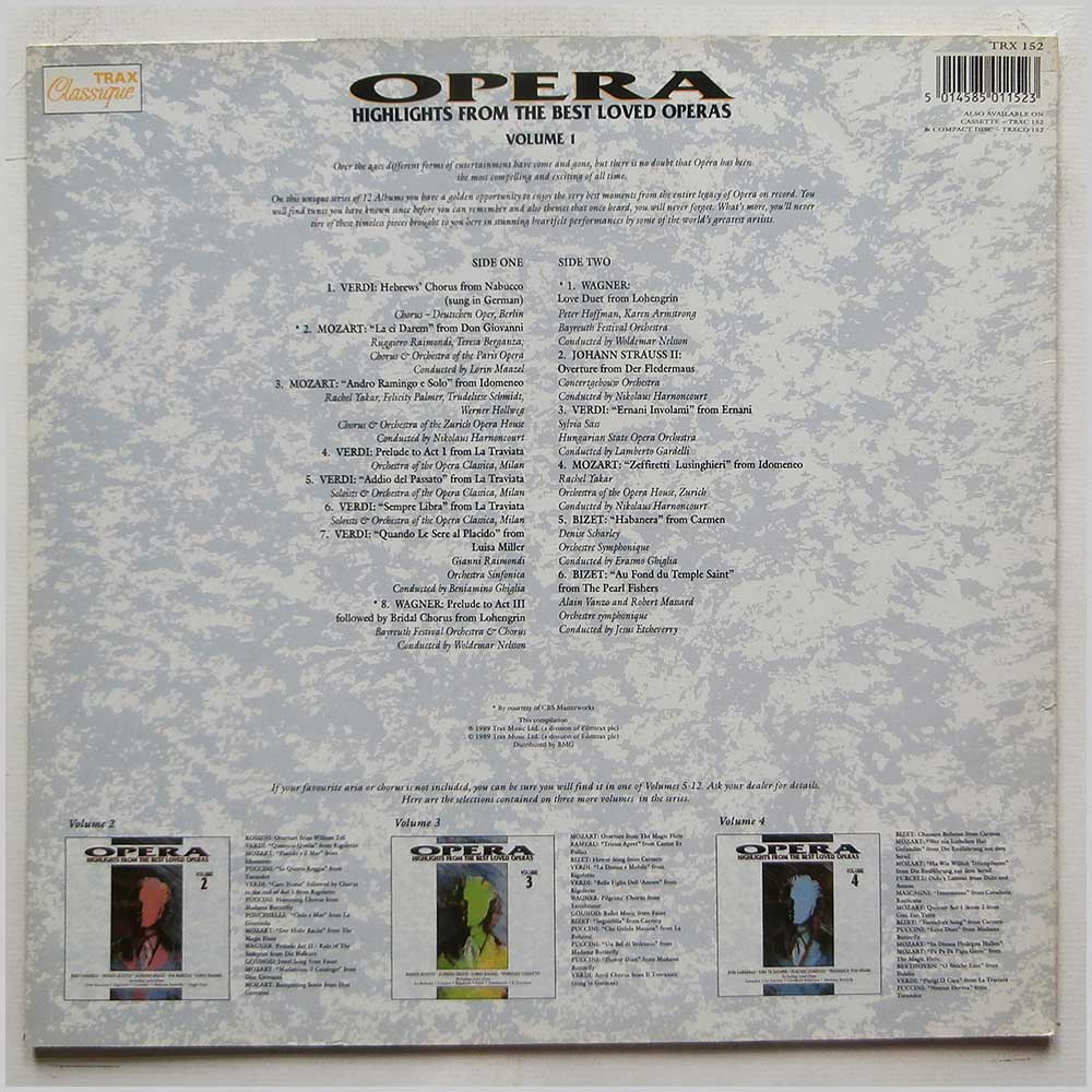 Various - Opera: Highlights From The Best Loved Operas Volume 1  (TRX 152) 