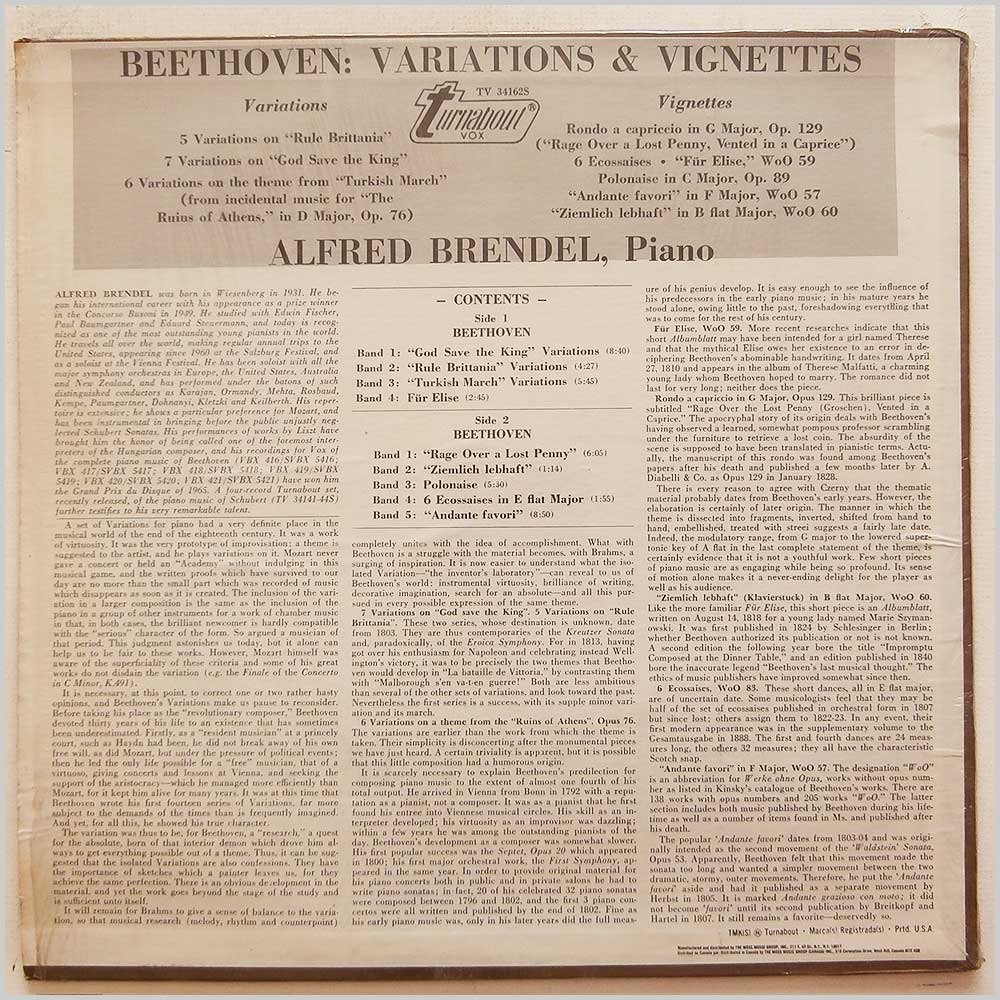 Alfred Brendel - Beethoven: Variations and Vignettes  (TV 34162S) 