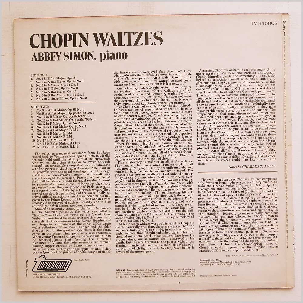 Abbey Simon - Chopin Waltzes  (TV 34580S) 