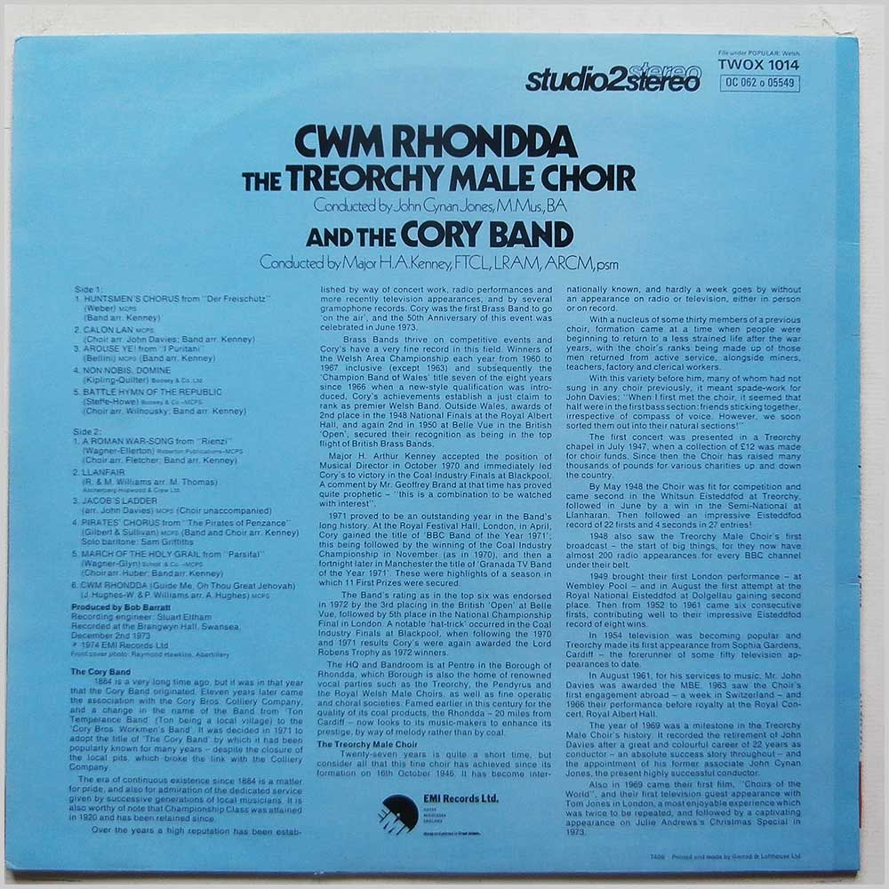 The Treorchy Male Choir, The Cory Band - Cwm Rhondda  (TWOX 1014) 