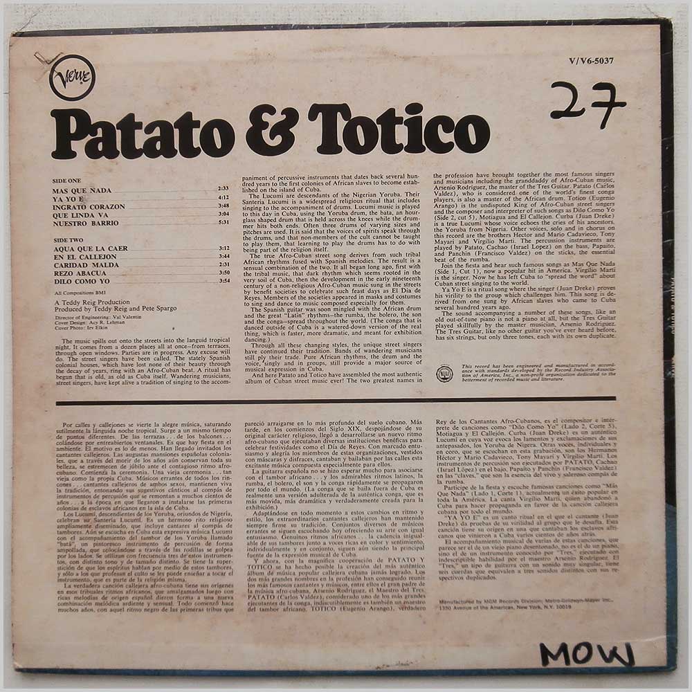 Patato and Totico - Patato and Totico  (V-5037) 