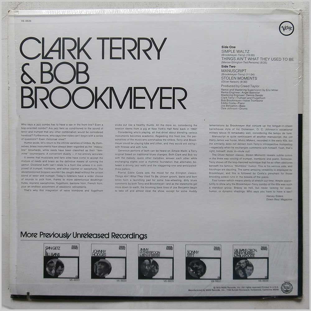 Clark Terry, Bob Brookmeyer - Previously Unreleased Recordings  (V6-8836) 