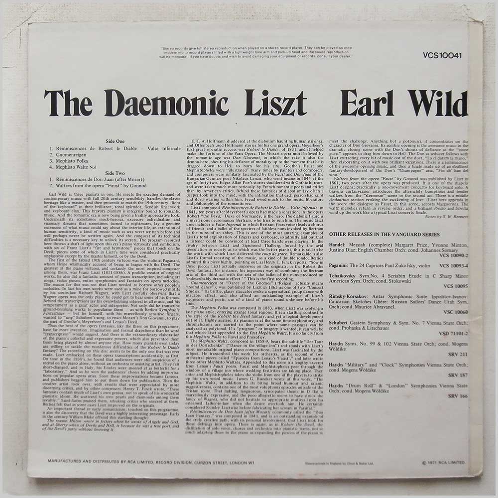 Earl Wild - The Daemonic Liszt  (VCS 10041) 