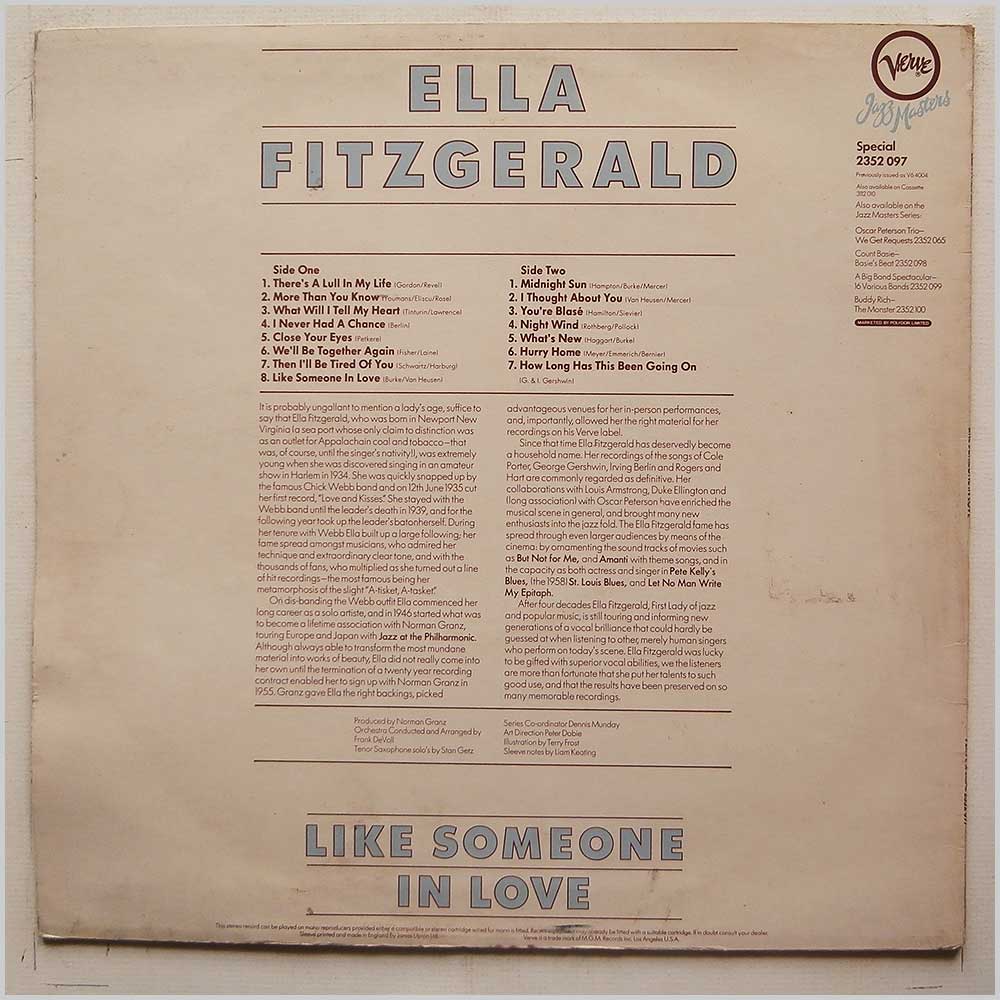 Ella Fitzgerald - Like Someone in Love  (VERVE SPECIAL 2352 097) 