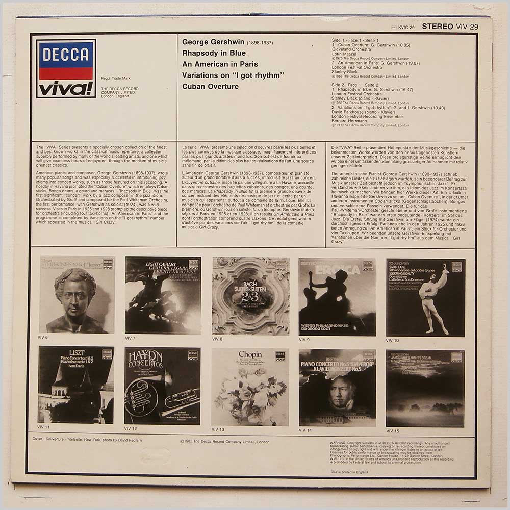 Various - Gershwin Rhapsody in Blue, An American in Paris  (VIV 29) 