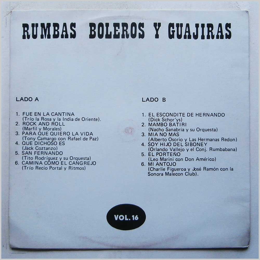 Various - Rumbas, Boleros Y Guajiras Vol.16  (VOL 16) 