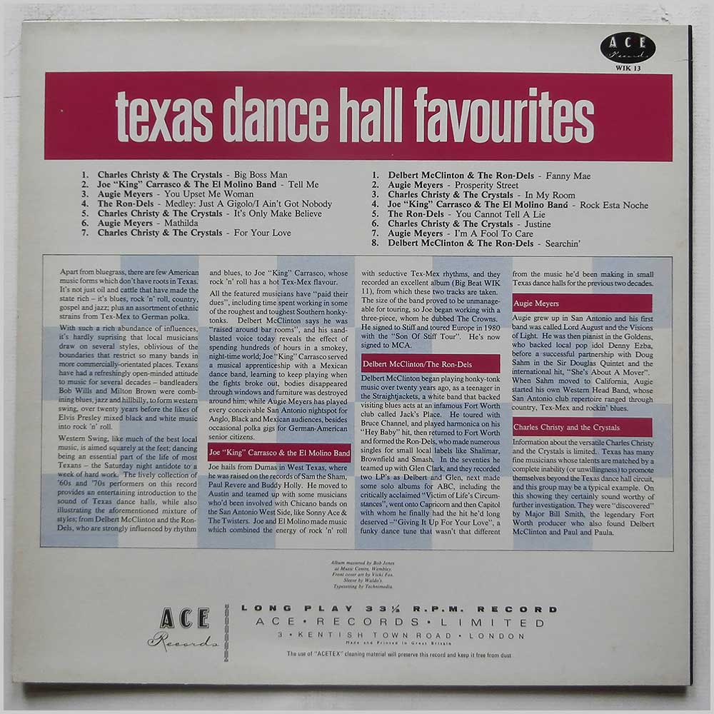 Various - Texas Dance Hall Favourites  (WIK 13) 