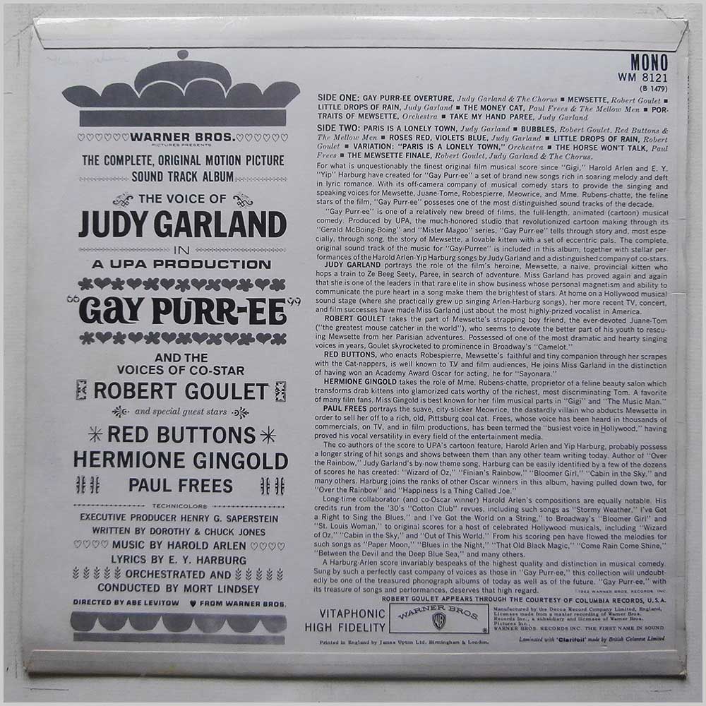 Judy Garland - The Voice Of Judy Garland in A UPA Production Gay Purr-ee  (WM 8121) 